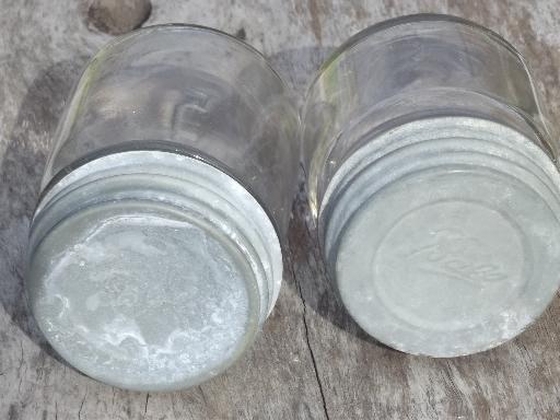 vintage Ball Perfect Mason jars w/ old zinc lids, small half-pint jelly jars