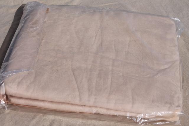 vintage Beacon blanket in original package, rayon bed blanket soft beige color