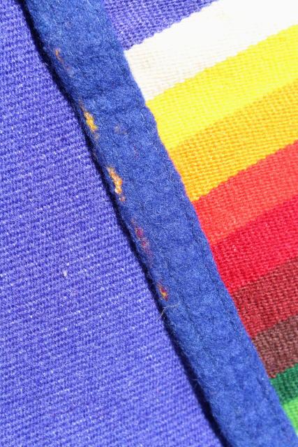 vintage Beaver State blanket, striped wool camp blanket w/ Pendleton label
