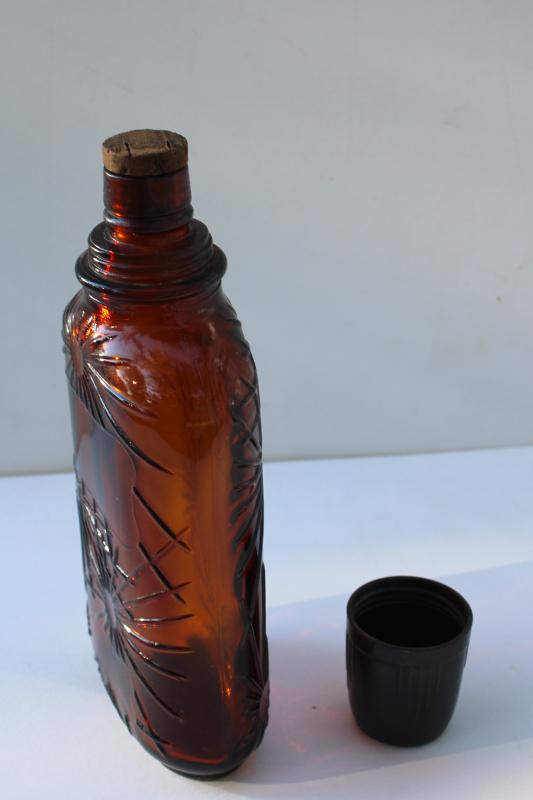 vintage Ben Burk Boston Distillers embossed amber glass whiskey flask bar bottle