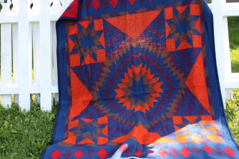 vintage Biederlack blanket West Germany Indian camp blanket colors quilt star