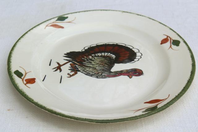 vintage Blue Ridge Southern Potteries hand painted china Thanksgiving turkey platter