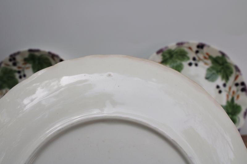 vintage Blue Ridge Southern potteries hand painted plates, blueberries or huckleberry pattern