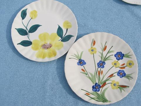 vintage Blue Ridge & Stetson pottery, lot hand-painted plates