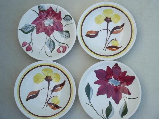 vintage Blue Ridge & other hand-painted pottery small plates & bowls lot