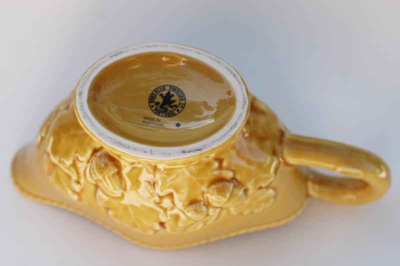 vintage Bordallo Pinheiro pottery brown gold oak leaf and acorn gravy boat
