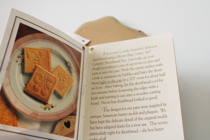 vintage Brown Bag recipe book & stoneware shortbread cookie mold, flying angel