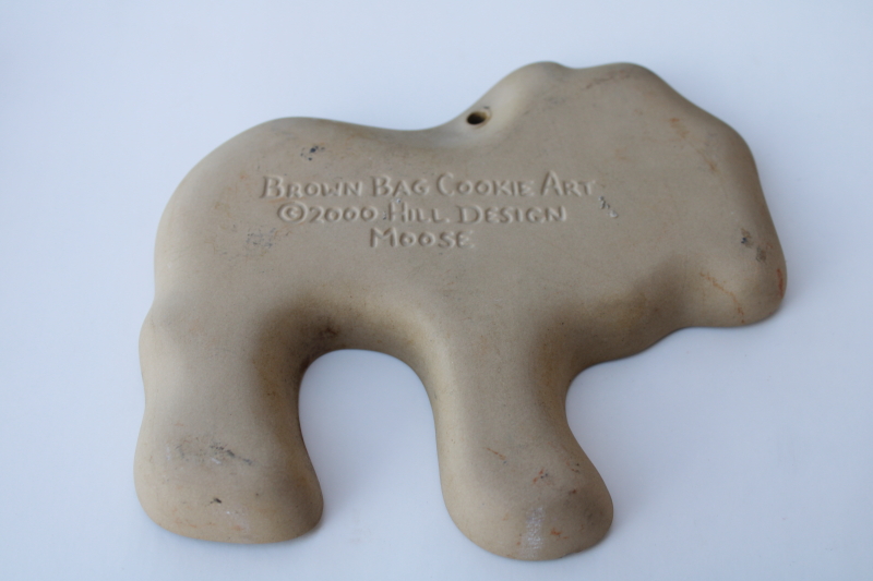 vintage Brown Bag stoneware cookie or craft mold moose, rustic woodland style