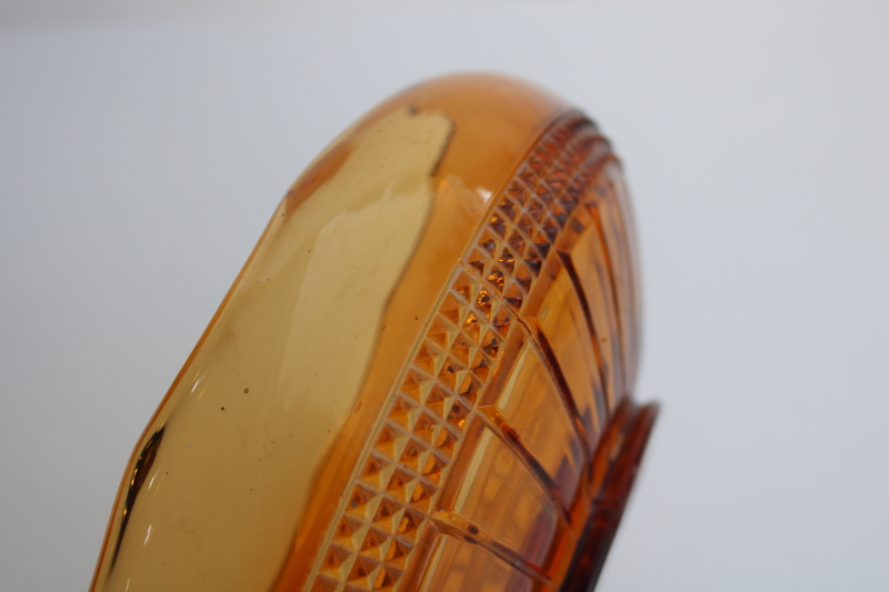 vintage Cambridge amber glass console bowl centerpiece Weatherford diamond band pattern