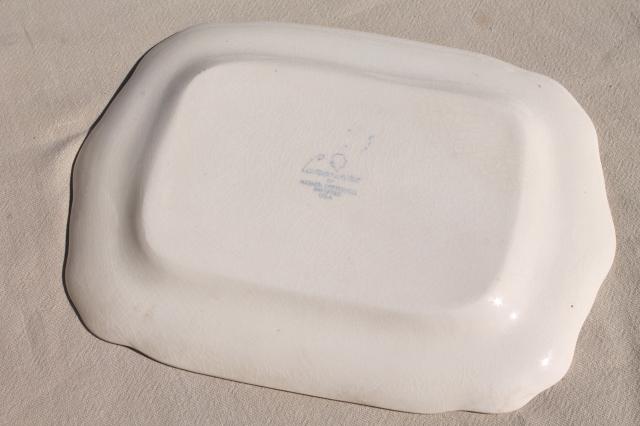 vintage Cameoware Harker china blue & white torte or sandwich tray, cake plate & server