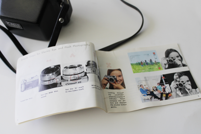 vintage Canon film camera made in Japan, 28 w/ original manual