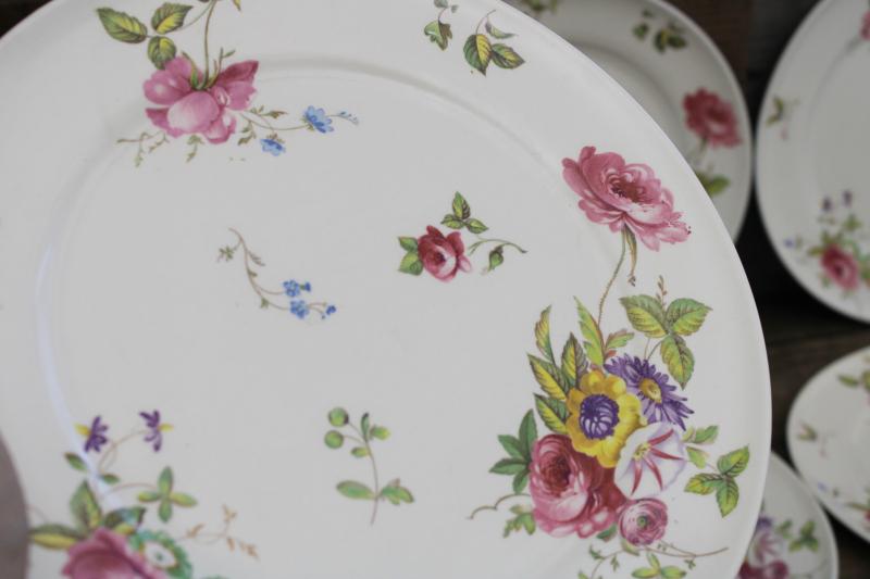 vintage Canterbury floral chintz china dinner plates, American Limoges pottery 