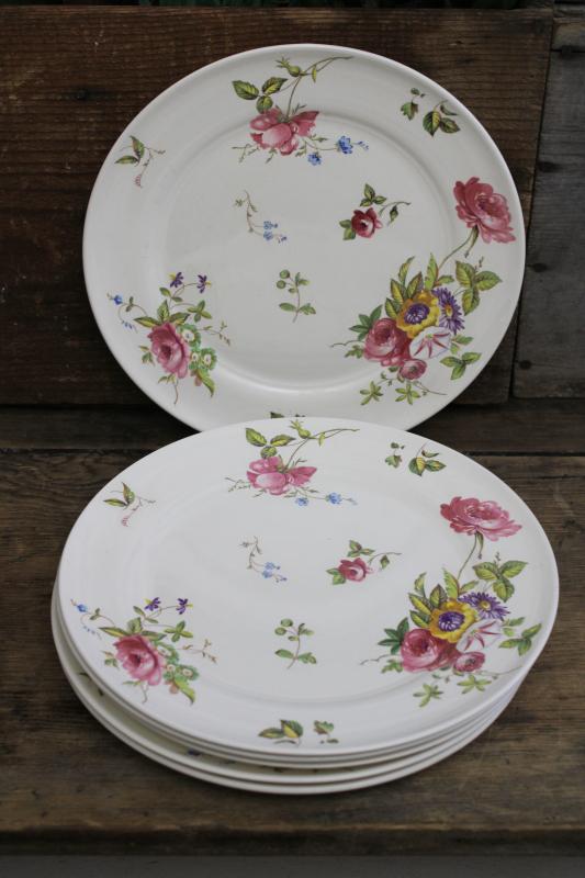 vintage Canterbury floral chintz china dinner plates, American Limoges pottery 