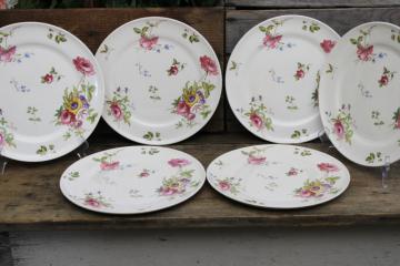 pink & lavender floral chintz pattern, vintage W S George Fiesta pattern  china plates