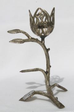 vintage Capodimonte - Italy metal filigree flower, display stand for china or decorated egg