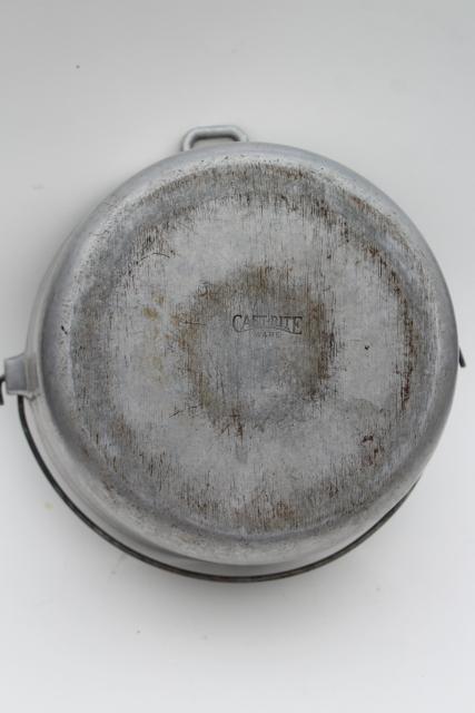 vintage Cast Rite aluminum dutch oven w/ wire bail handle, camp fire cooking pot