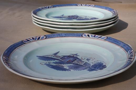 vintage Chinese blue pattern china plates, Adams - England Old Free-Hand