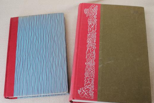 vintage Christmas books with red & green cloth bindings for holiday display