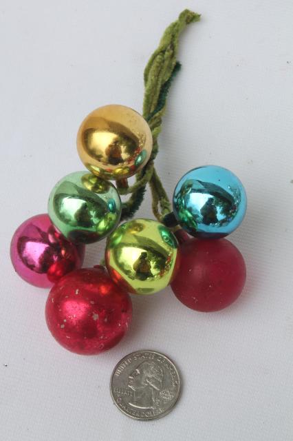 vintage Christmas decorations, holiday ornament floral picks, mercury glass balls for wreaths etc.