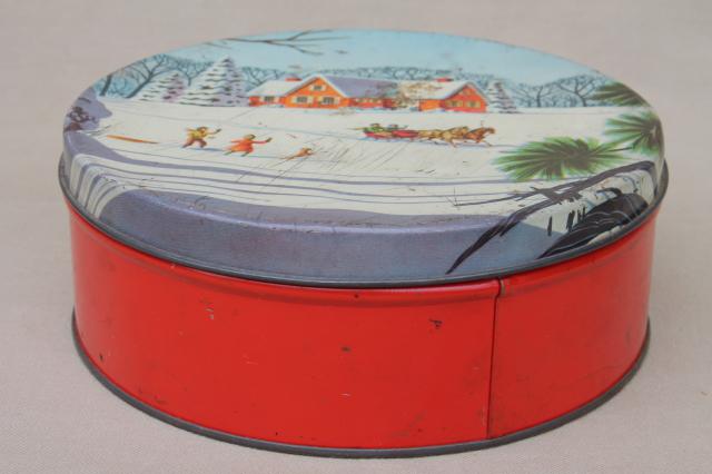 vintage Christmas gift tins, candy & cookies tin lot in red & holiday ...