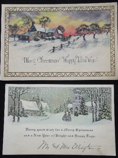 vintage Christmas greeting cards lot, great 1930s holiday graphics