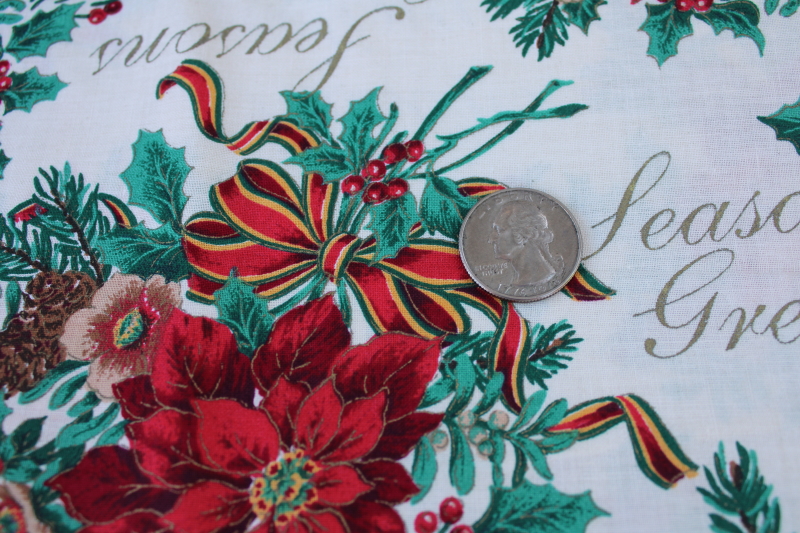 vintage Christmas holiday craft quilting cotton fabric, VIP Cranston print Season s Greetings