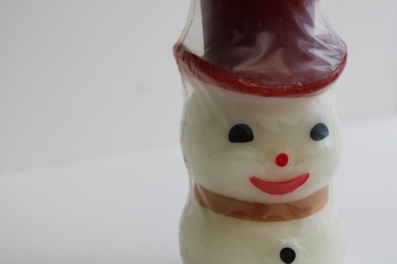vintage Christmas, large figural candle, Gurley snowman still sealed