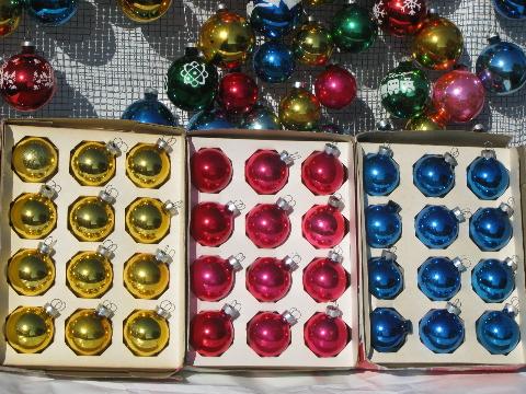 vintage Christmas ornaments, lot mercury glass balls, Shiny Brite etc