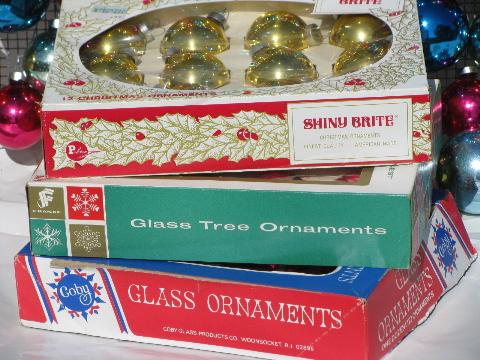 vintage Christmas ornaments, mercury glass balls Shiny Brite