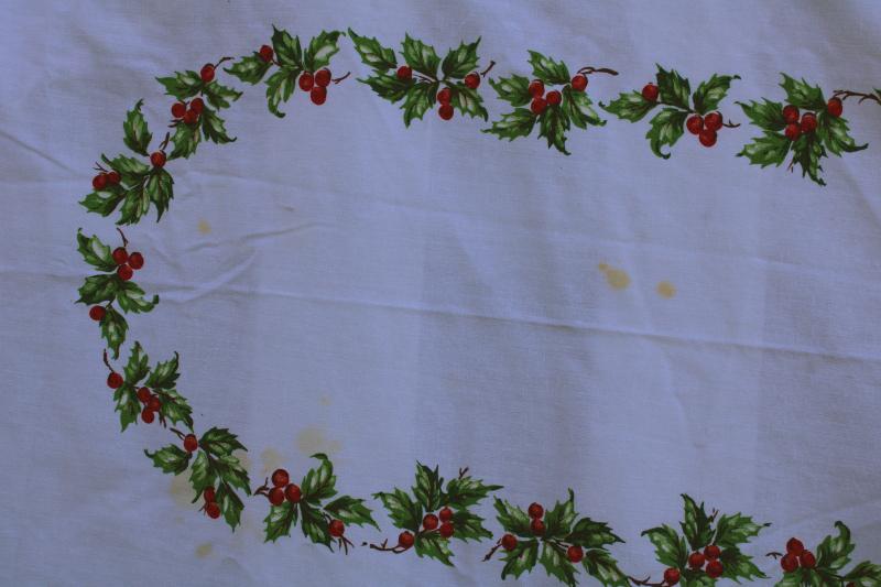 vintage Christmas print cotton tablecloth banquet table size holiday table cover