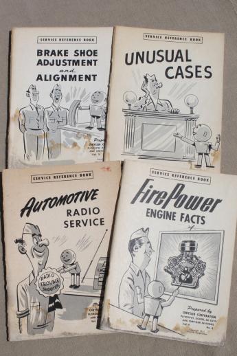 vintage Chrysler service reference books, Lot of 4 early 1950s  auto mechanics illustrated guides