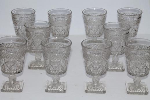 vintage Colony Park Lane wine or water glasses, 10 crystal clear heavy glass goblets