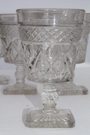 vintage Colony Park Lane wine or water glasses, 10 crystal clear heavy glass goblets