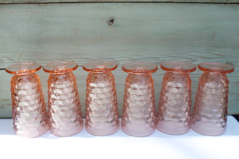 vintage Colony Whitehall cube pattern glass tumblers, tall glasses