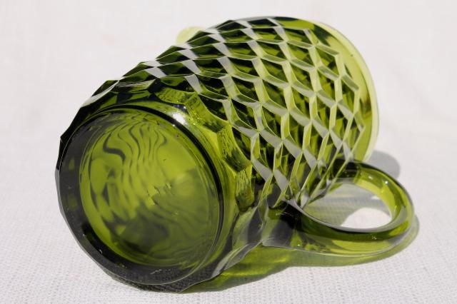 vintage Colony glass Whitehall pattern avocado green glass pitcher