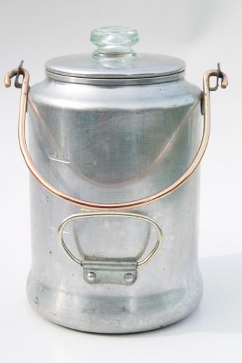 vintage Comet aluminum percolator coffee pot w/ wire bail handle, perfect for camping