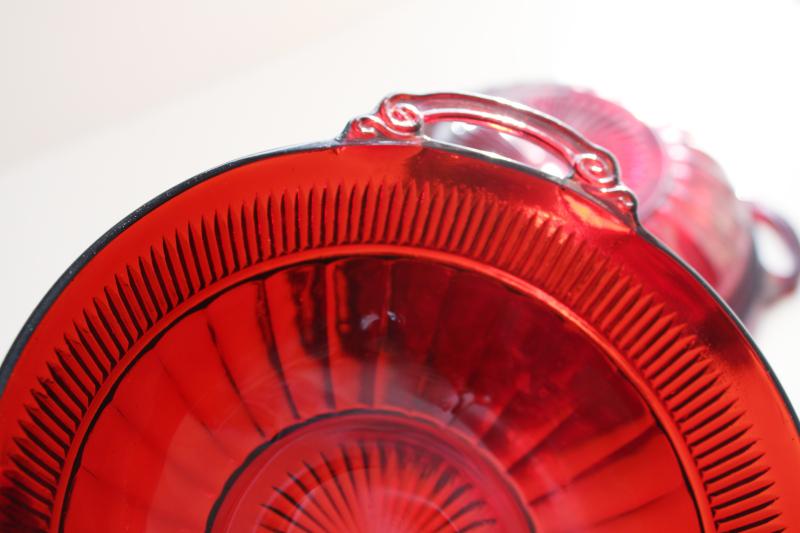 1930s Coronation Royal Ruby Red Bowl With Handles Depression Glass