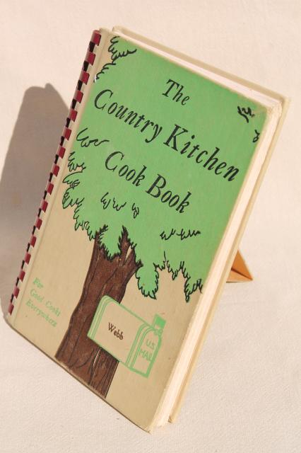 vintage Country Kitchen Cook Book w/ easel stand, depression era recipes 1940s edition