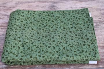 vintage Cranston quilting weight cotton fabric, moss green w/ morning glories floral print