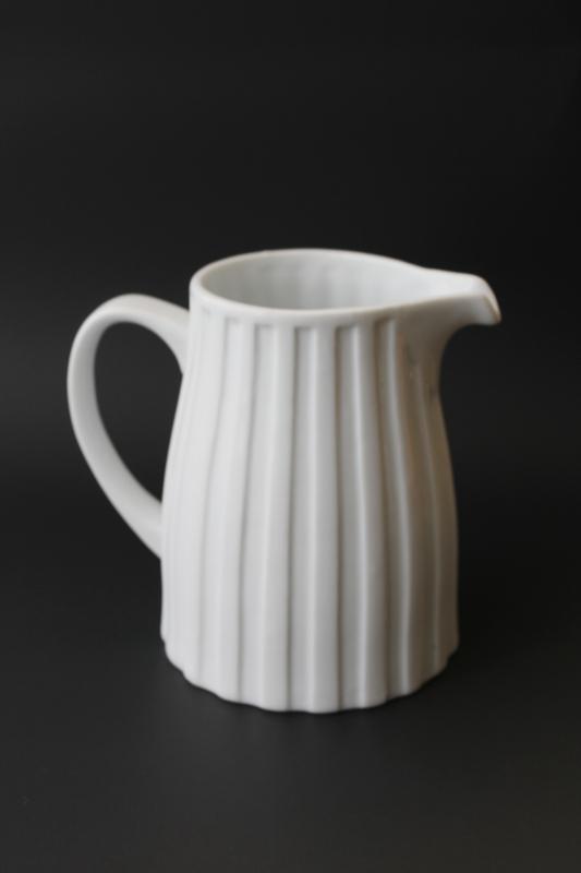 vintage Crate and Barrel Kitchen ribbed white ironstone china pitcher
