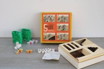 vintage Crisloid dice games complete set w/ die and instructions, unusual dice plastic cups