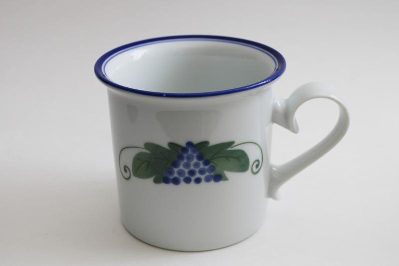 vintage Dansk Provence mug, blue grapes harvest pattern, made in Japan