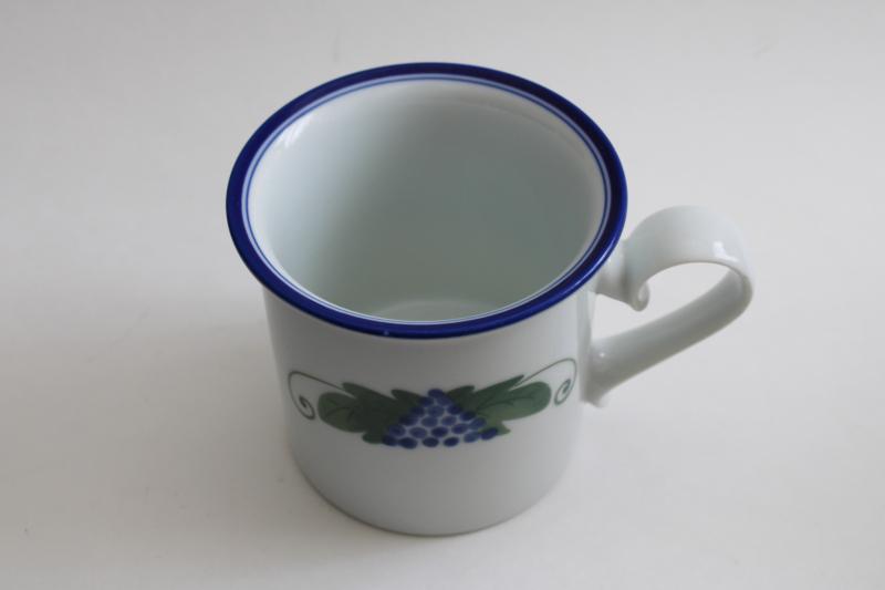 vintage Dansk Provence mug, blue grapes harvest pattern, made in Japan