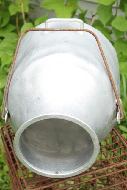 vintage DeLaval milker milking machine bucket, old aluminum metal milk pail
