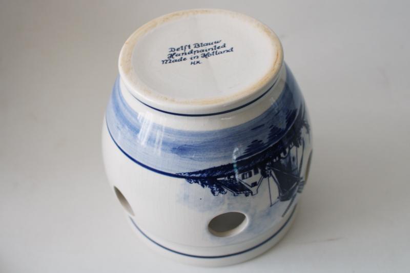 vintage Delft Blauw hand painted pottery Dutch crocus vase bulb planter pot