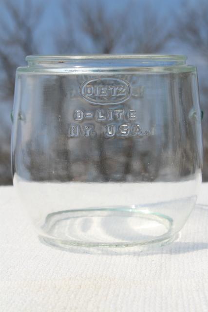 vintage Dietz D-lite lantern globe, replacement lamp shade for railroad or barn lantern