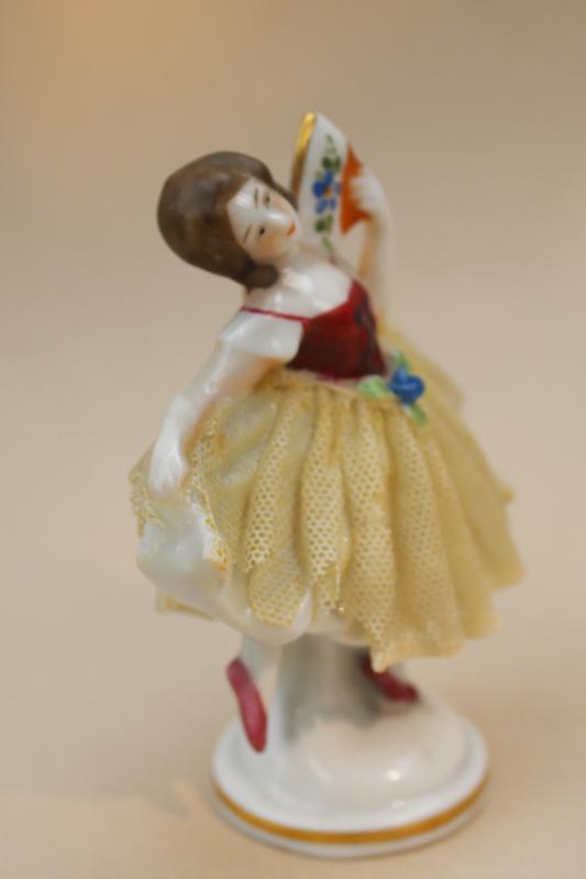 vintage Dresden china lace figurines, ballet dancers marked Germany & Japan