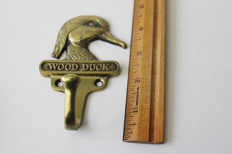 vintage Ducks Unlimited cast brass door knocker, Canada geese & wood duck hooks
