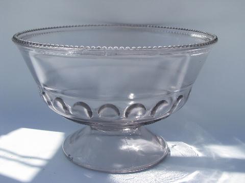 vintage Early American pressed glass, dakota thumbprint pattern comport bowl