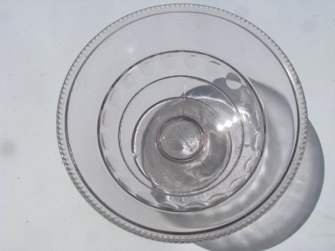 vintage Early American pressed glass, dakota thumbprint pattern comport bowl